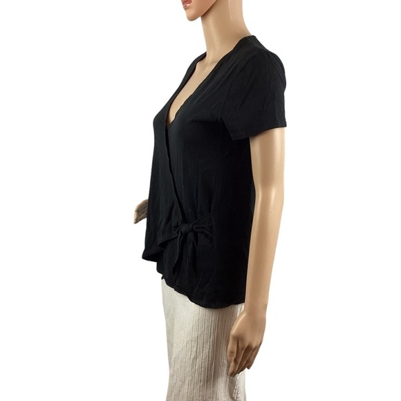 J. by J.Crew Wrap Tie Tee Size S Black Short Sleeve - Picture 4 of 7